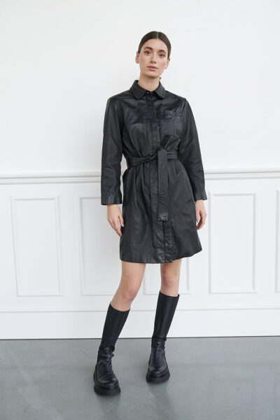 WBLGABI LEATHER LS SLV DRESS