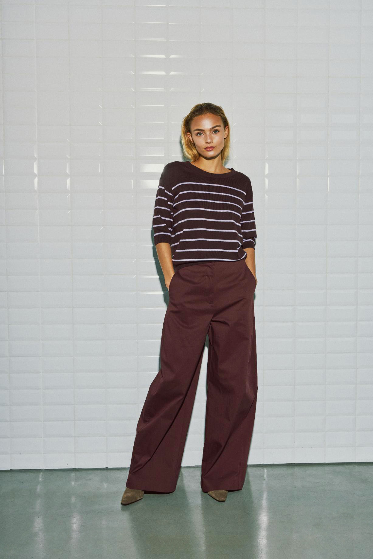 Strik: WBLBRENDA SS STRIPE TEE (Størrelse: L)