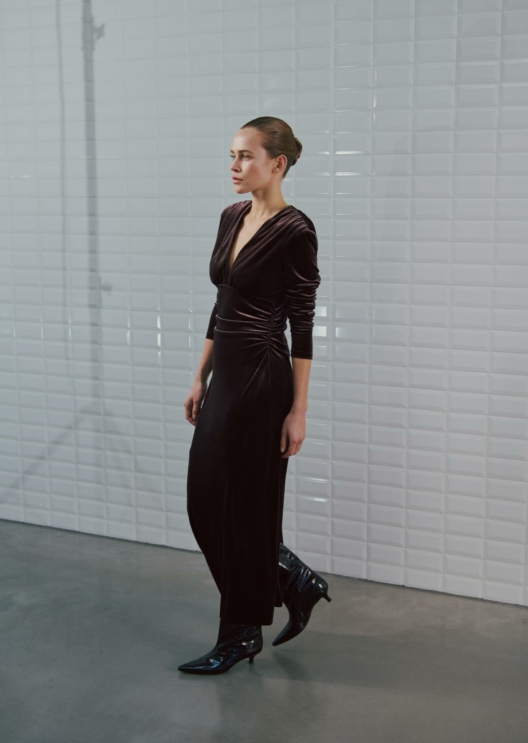 WBLMILET VELVET MIDI DRESS
