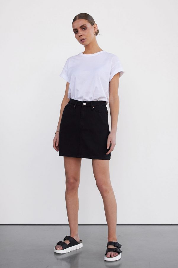 mr price black denim skirts