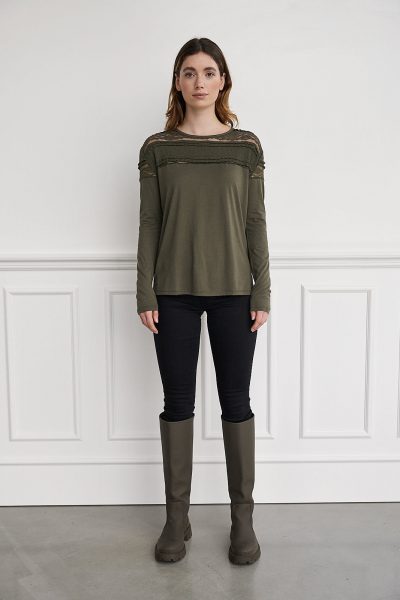 WBLCHIP LS LACE MIX TOP
