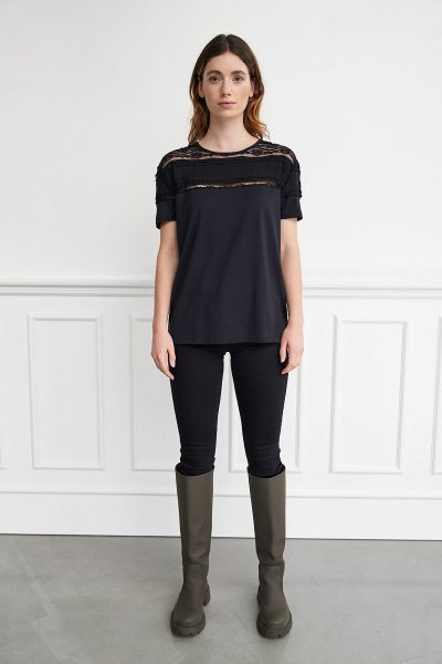 WBLCHIP SS LACE MIX TOP