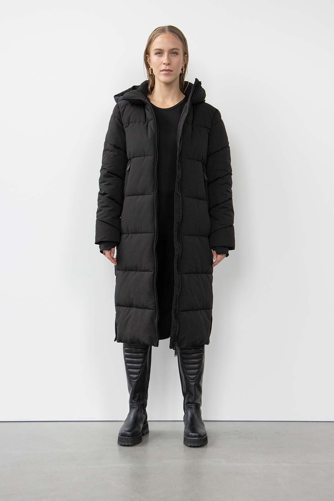 Long black puffer parka Clearance