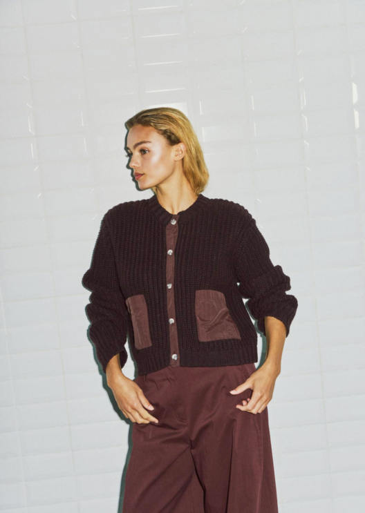 WBLNORAH LS CONTRAST CARDIGAN