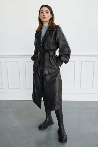 WBLBRONX LEATHER TRENCHCOAT