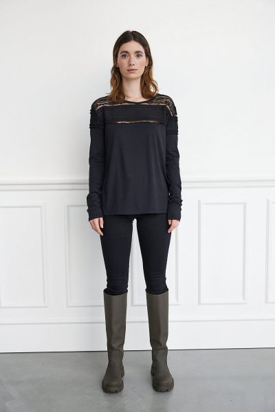 WBLCHIP LS LACE MIX TOP