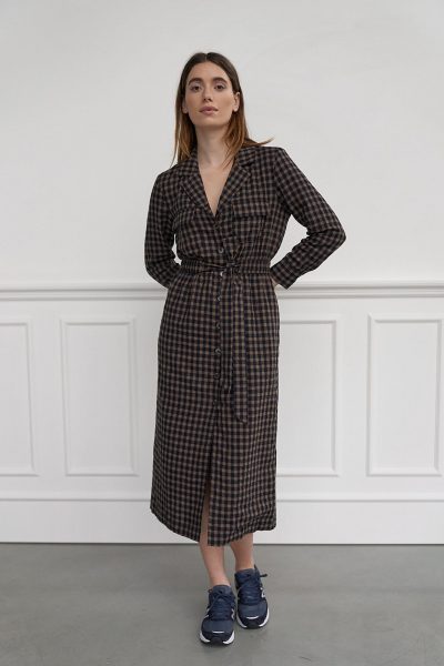 WBLGRAPE LS CHECK SHIRT DRESS
