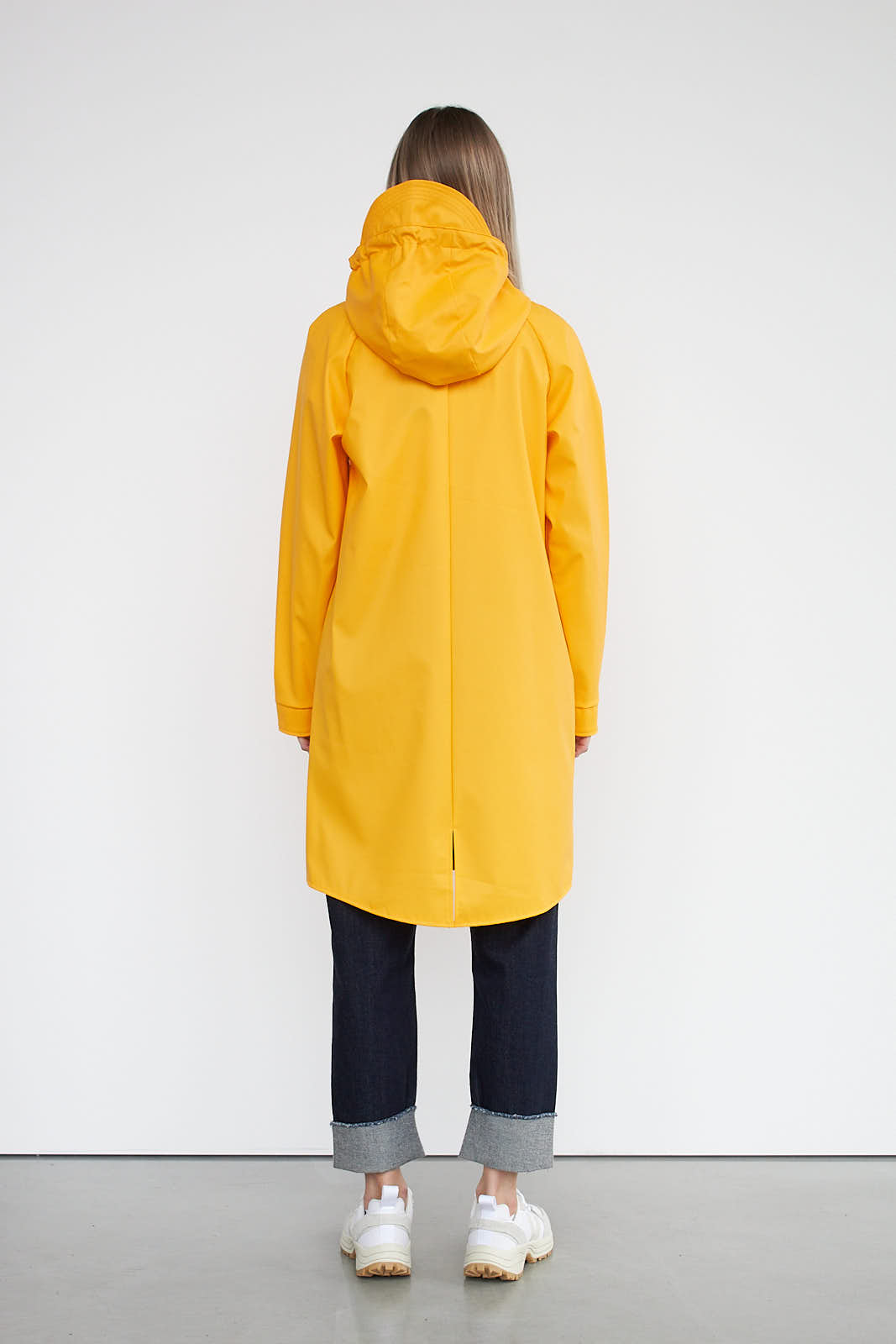 mustard raincoat