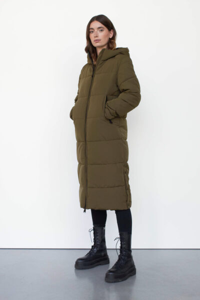 long padded coat khaki